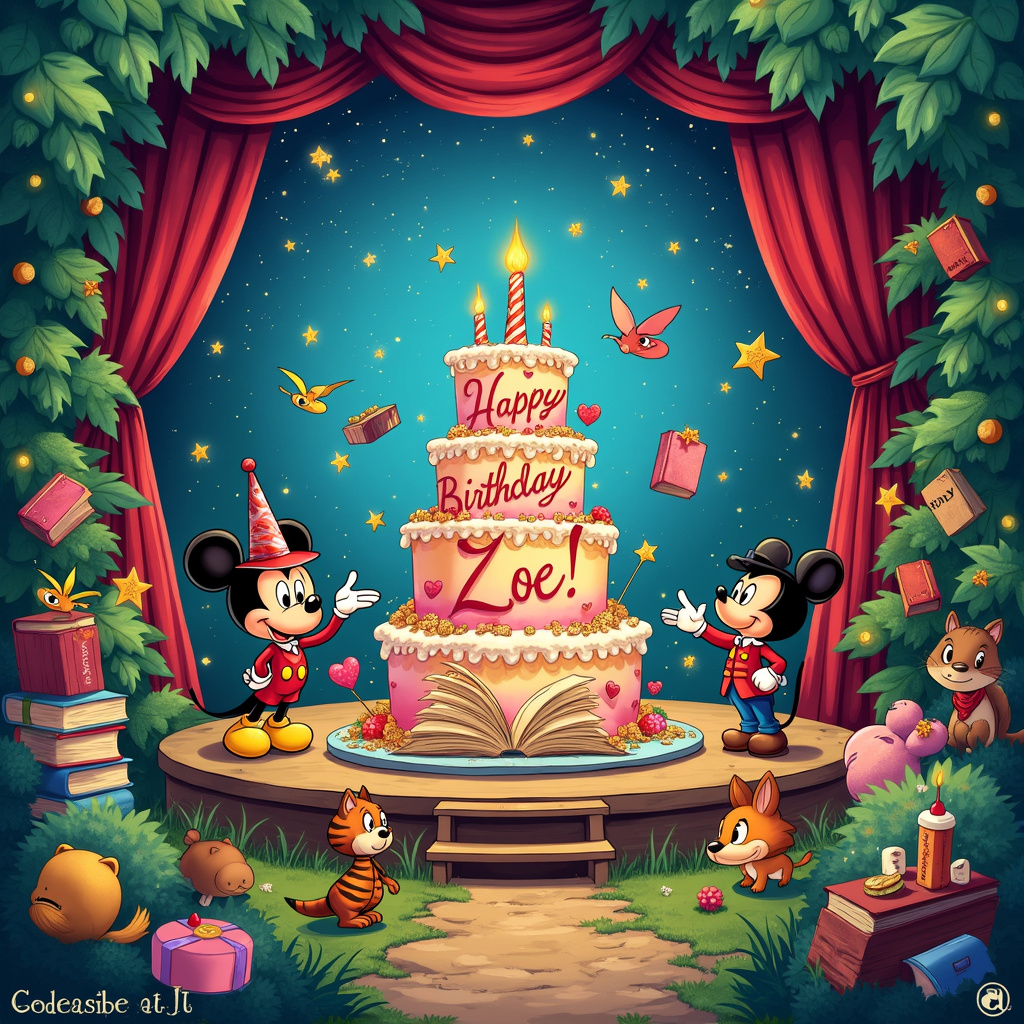 Theatre, Books, Disney, and Cake Birthday Card