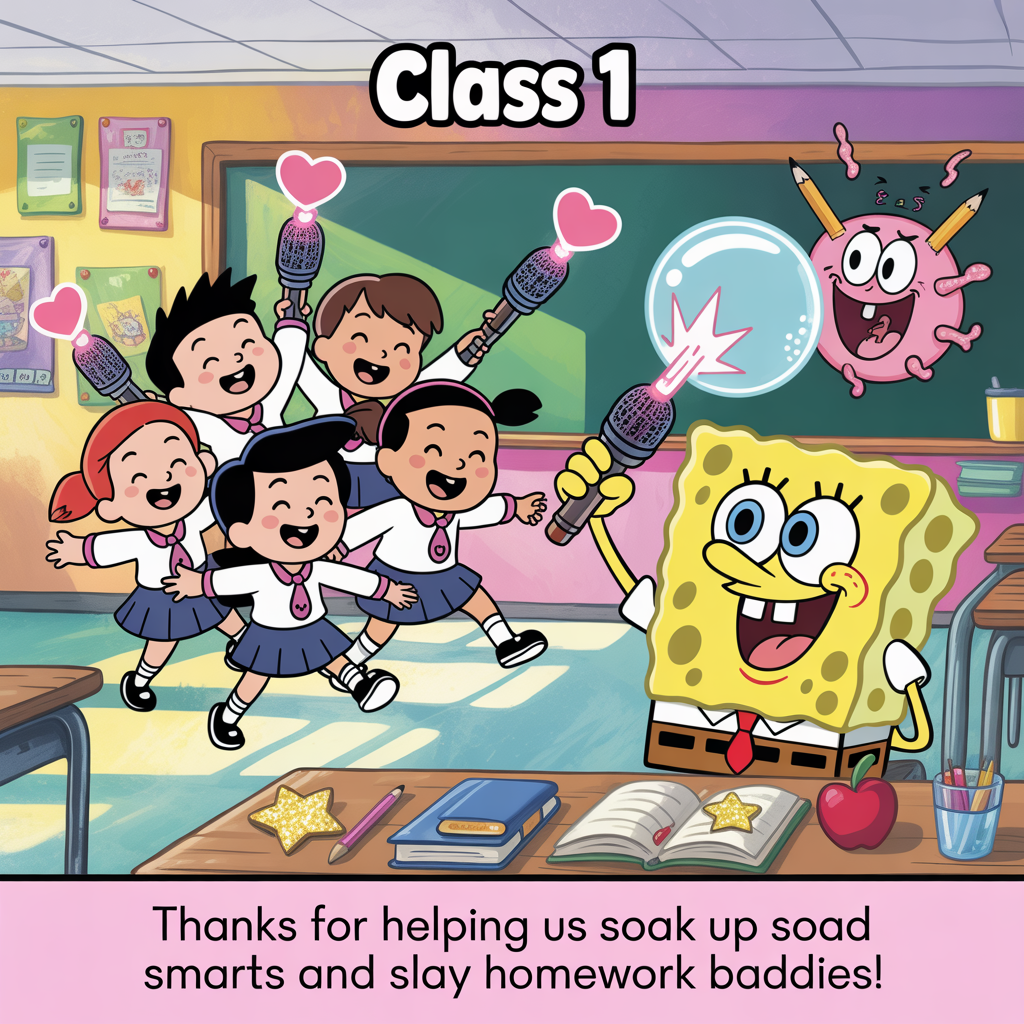 School, Teaching, Friends, Spongebob, K-pop demon hunters, and Thank-you Card