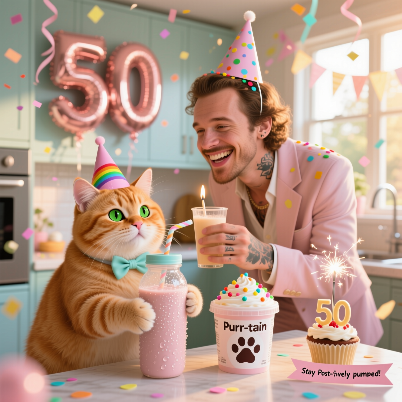 Post Malone, protein drinks, cat, , and Birthday Card