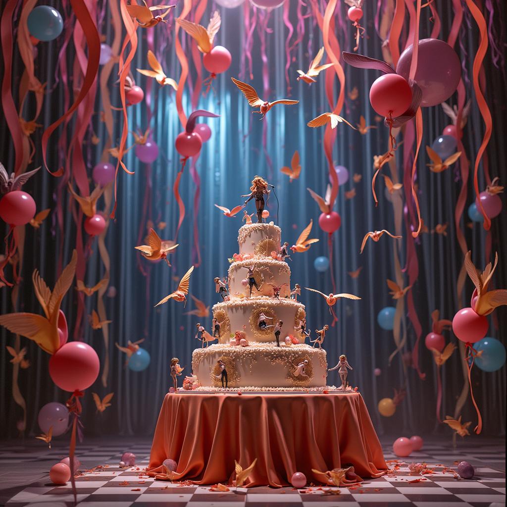 In a room draped with floating ribbons of silken music notes, an otherworldly birthday celebration unfolds for Nikki Navarro. Above, ethereal balloons, shaped like microphone-toting songbirds, hover as if mid-performance. The centerpiece is a grand cake, frosted with scenes of dancers moving in a fluid trance, circling the tiers like a vinyl record's grooves. Upon the top, a figurine of Nikki, microphone in hand, stands poised as if leading an invisible choir. The walls around are adorned with whimsical portraits of Nikki, each capturing her mid-twirl or in song, the frames melting into cascades of vibrant colors that pool gently onto a checkered dance floor. A banner, with letters that each dance to a different tune, proclaims 'Happy Birthday Nikki Navarro,' the letters appearing to almost leap from the surface in their desire to celebrate.
Generated with these themes: She loves singing and dancing.
Made with ❤️ by AI.