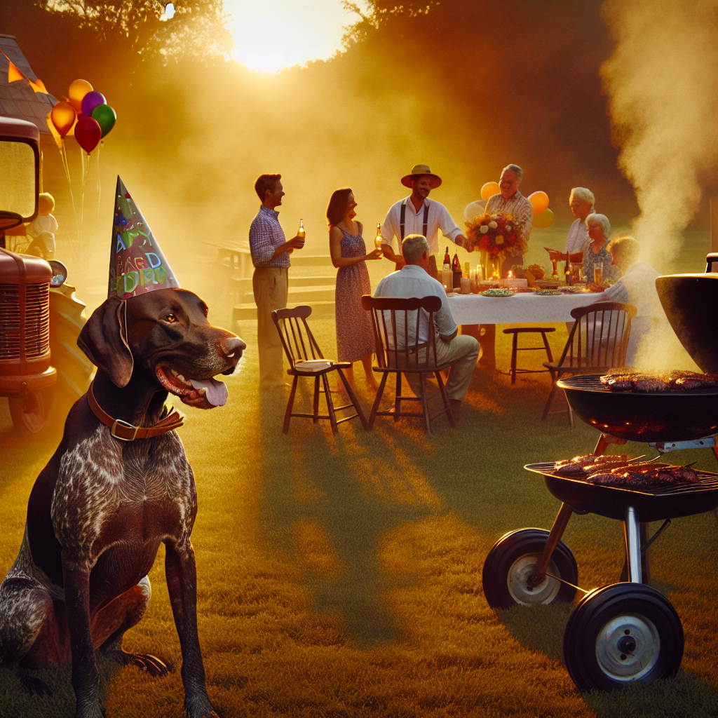 Barbecue , German shorthaired pointer, and Tractor Birthday Card