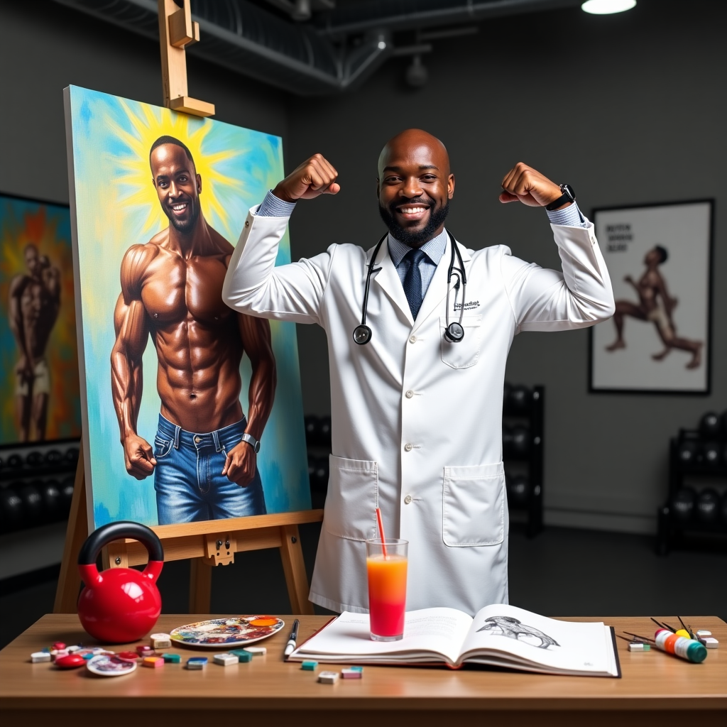 Card for a gym enthusiast that likes art and is a doctor 39 year old african male Congratulations Card