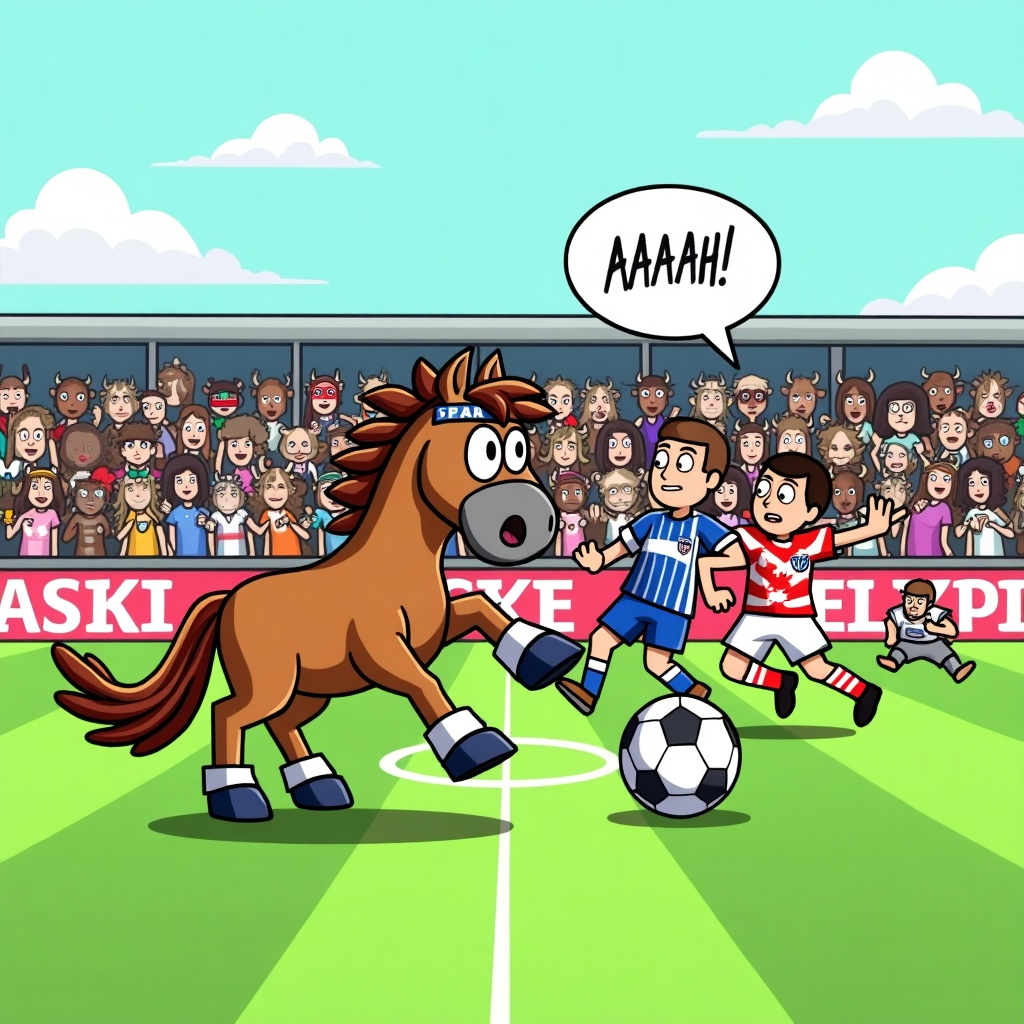 Pferd, and Fußball Birthday Card