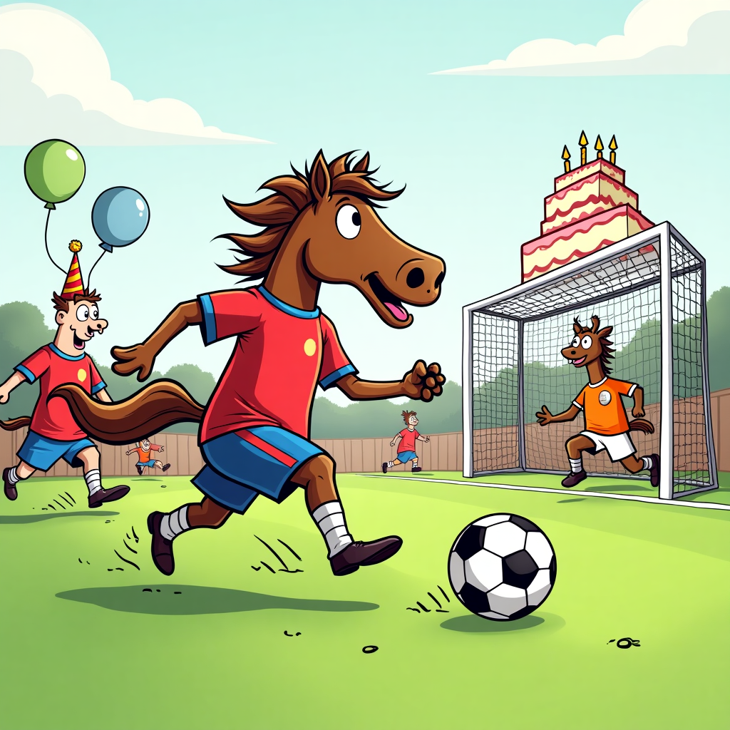 Pferd, and Fußball Birthday Card