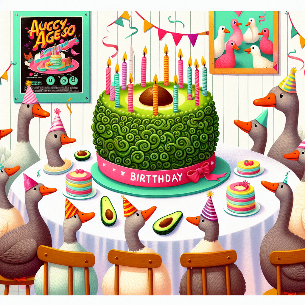 Geese, Avocado, and Rick Roll Birthday Card