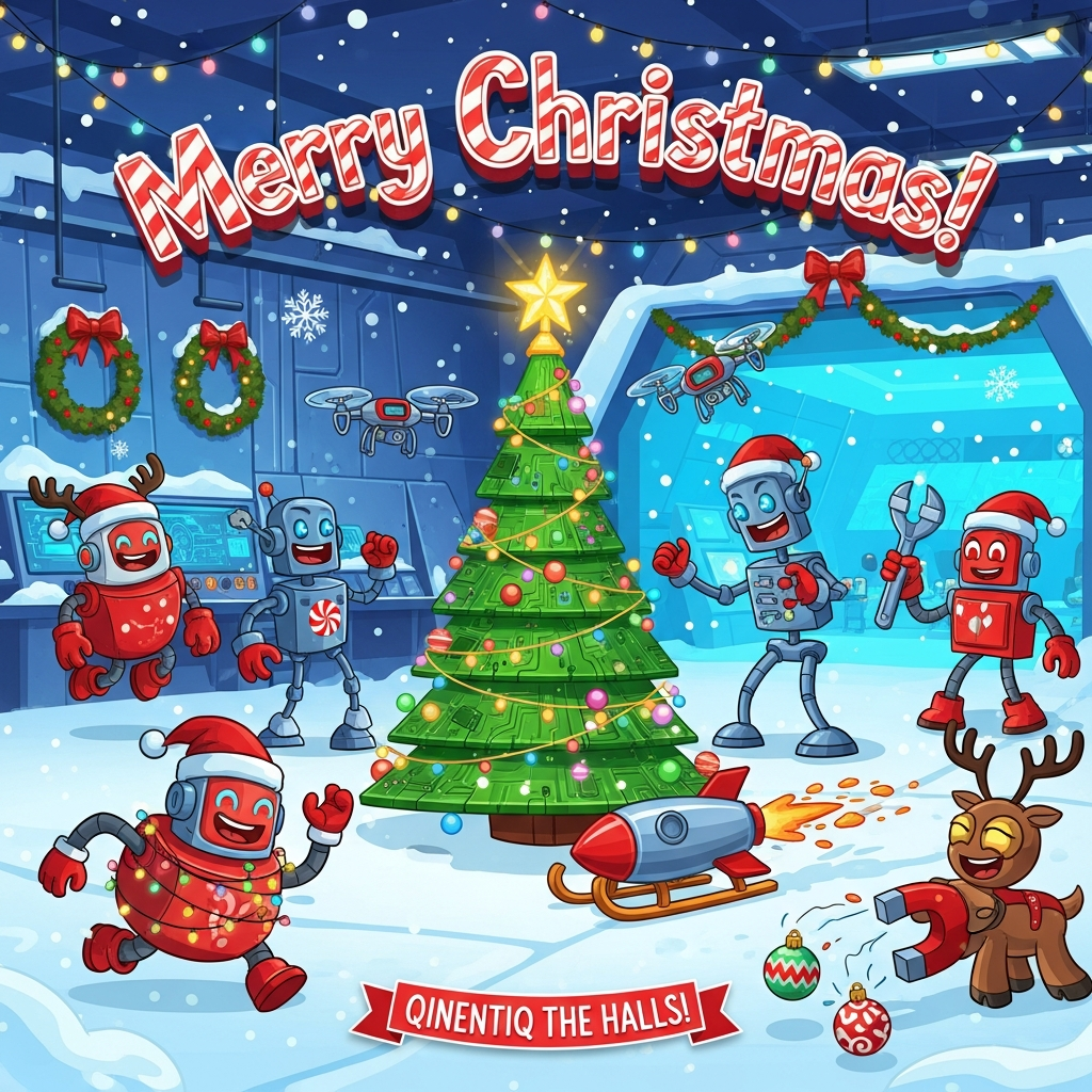 QinentiQ , Robots, and Christmas Card