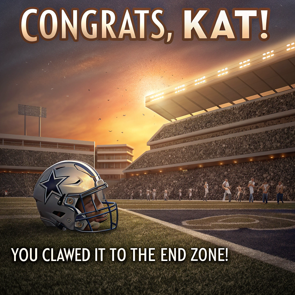 Dallas cowboys women’s football cat, and Congratulations Card