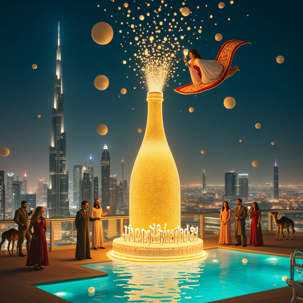 Champagne , and Dubai Birthday Card