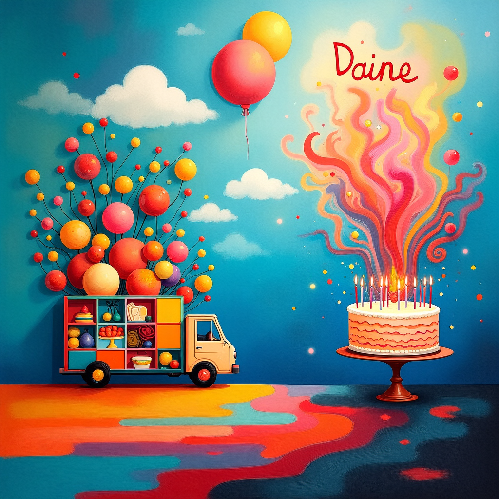 Truck, spa, Water, Food, something spectacular Birthday Card