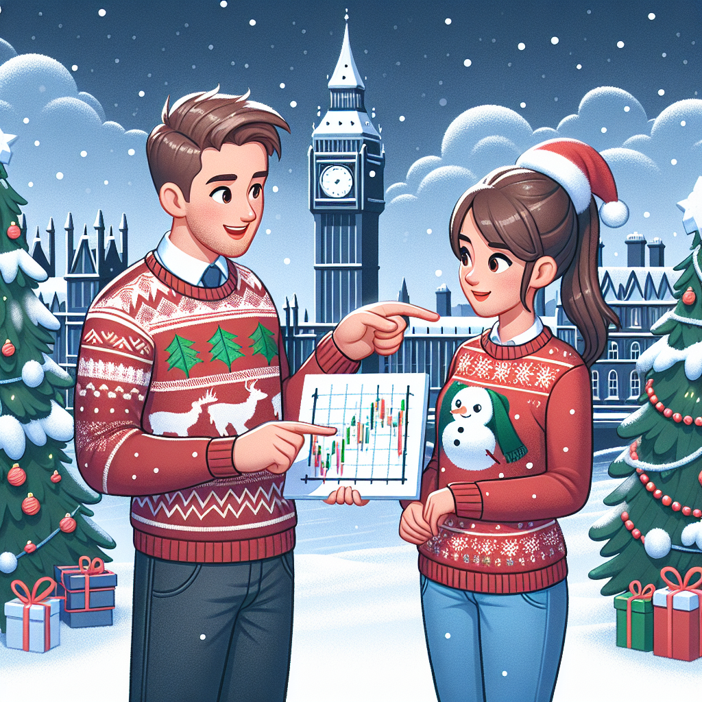 In this delightful Christmas scene, a snowy London backdrop with the iconic Big Ben sets the stage where a male forex trader with white skin and short brown hair is showing a chart with a rising trend to a curious female scientist with white skin and long brown hair. Both are wearing cozy Christmas sweaters.
Generated with these themes: Male forex trader with white skin and brown short hair, Female scientist with white skin and long brown hair, and Snowy London.
Made with ❤️ by AI.