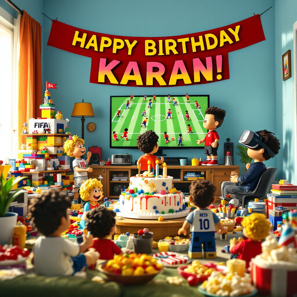 Building Lego  , FIFA , Playstation , Food , Gym , and Snacks Birthday Card