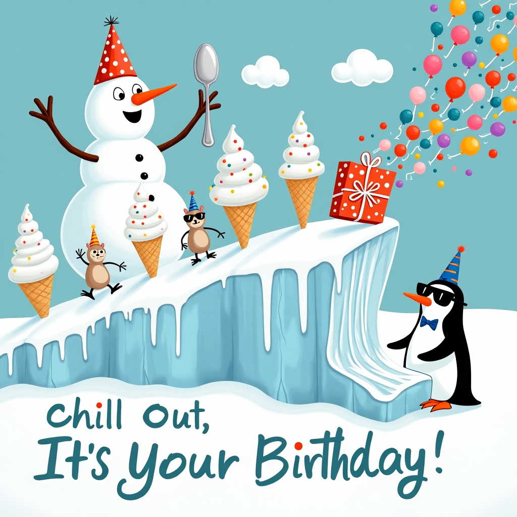 Frozen theme with graphical elements only Birthday Card