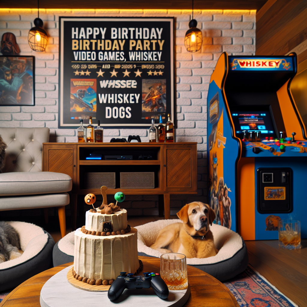 Video Games, Whiskey, Dogs, and Guns Birthday Card