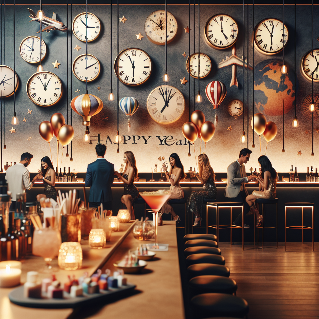 Picture a modern lounge with soft ambient lighting hosting a birthday celebration. The guests are stylishly dressed, accessorizing their outfits with travel-inspired jewelry and nails intricately painted with birthday motifs. The scene highlights a wall adorned with several international clocks, symbolizing another year's journey. A dedicated nail bar is also included, where attendees can enjoy manicures featuring festive designs like balloons and cocktail glasses. Furthermore, there is a tasteful cocktail station, where mixologists create drinks that embody the essence of wanderlust. Each cocktail, served in elegant glassware, nods to the birthday person's passion for exploration.
Generated with these themes: Clothes, Travel, Nails, and Cocktails .
Made with ❤️ by AI.