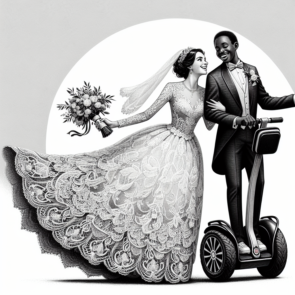 Segway, and Black and white Wedding Card