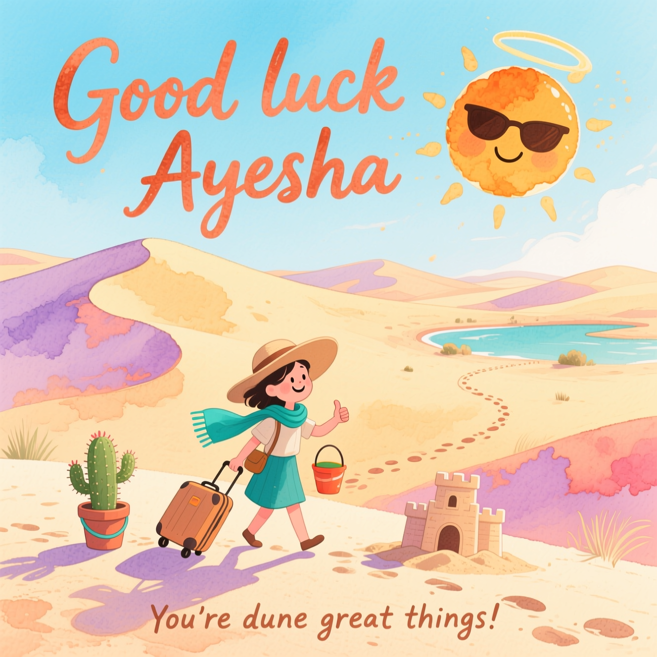 Desert walking sun sand, and Farewell Card