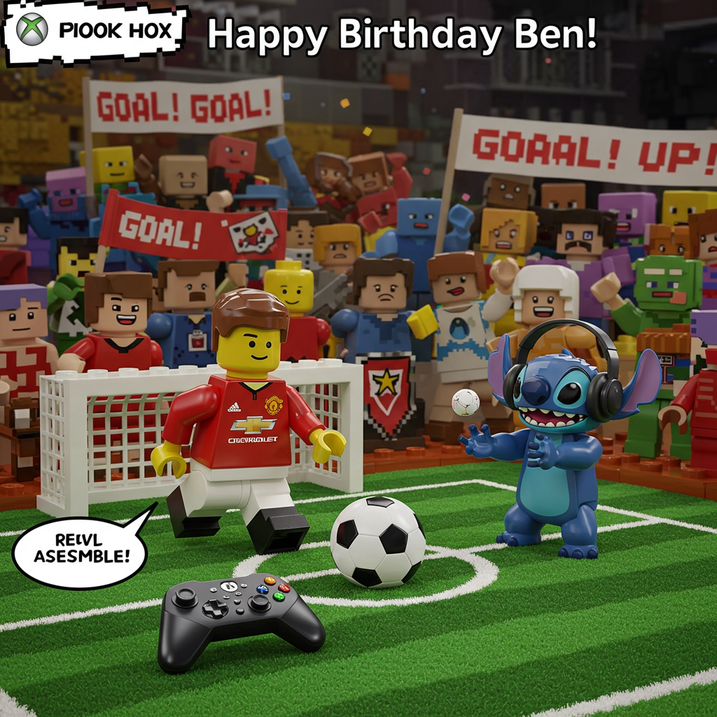 Lego, soccer, stitch, Xbox, Man Utd , Minecraft, and Birthday Card