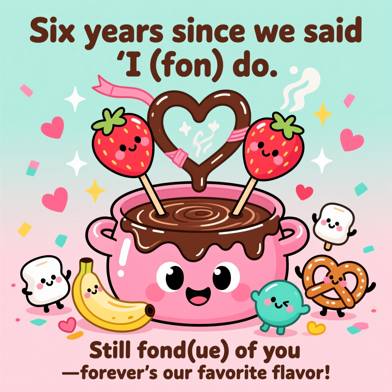 Chocolate fondue, and Anniversary Card