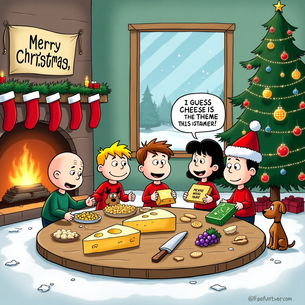 Family Christmas , secret Santa, cheese board , presents Christmas Card