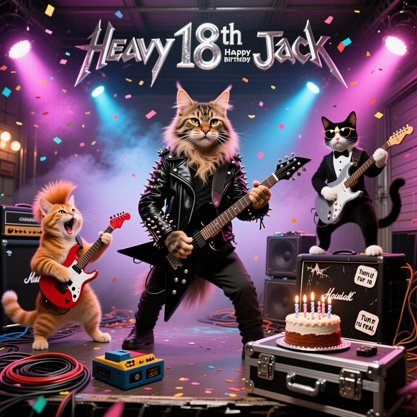 Heavy metal guitar cats, and Birthday Card