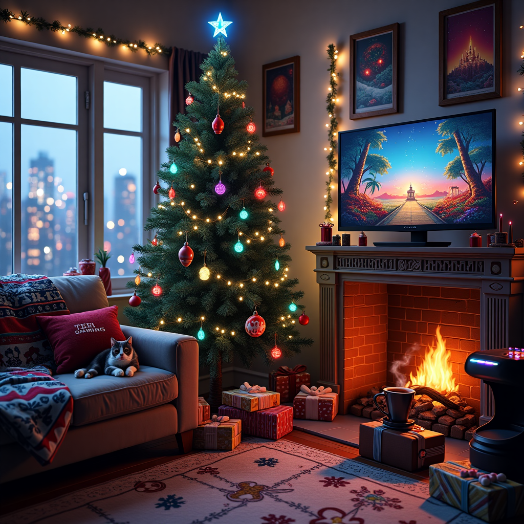 Christmas tree for gamer Christmas Card