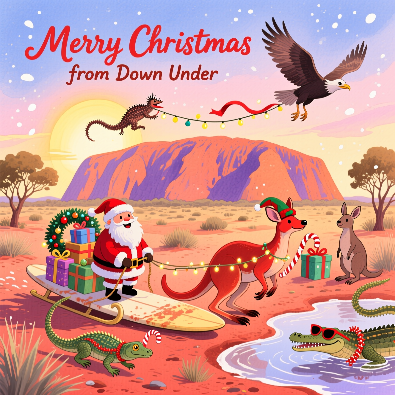 Uluru, Animals from Northern territory, and Christmas Card