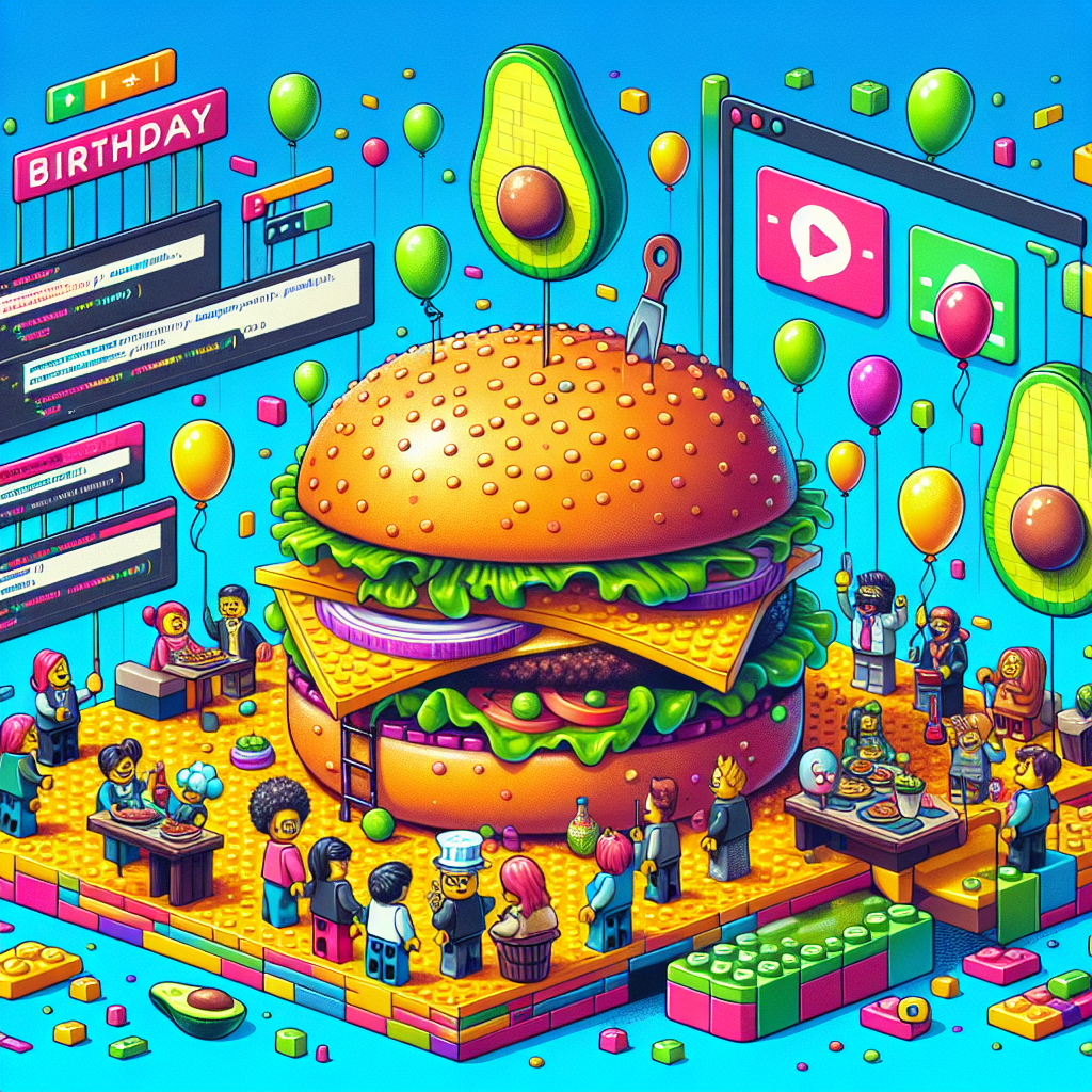 Burgers, Avo, Lego, and Coding Birthday Card