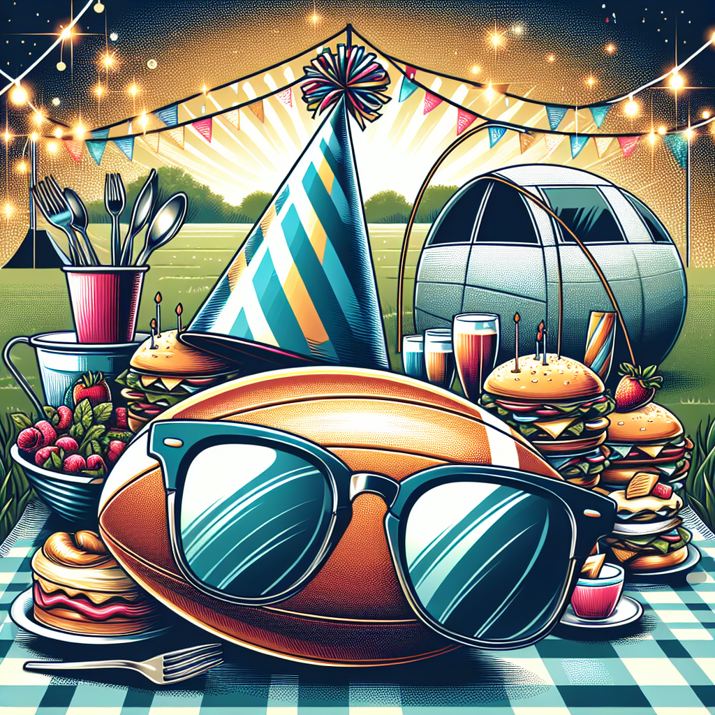 Rugby, Camping, Sunglasses, Food, and Cool Birthday Card