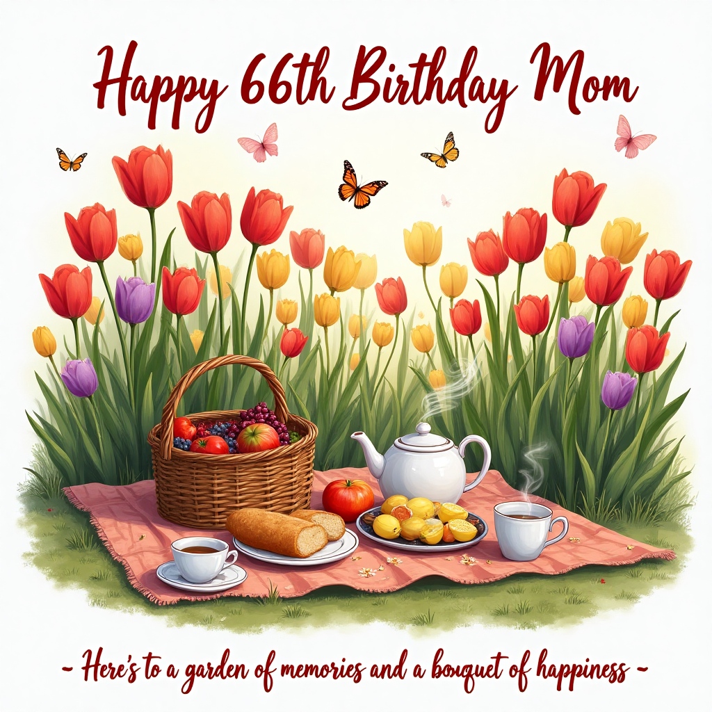 Tulips, flowers, food, and Birthday Card