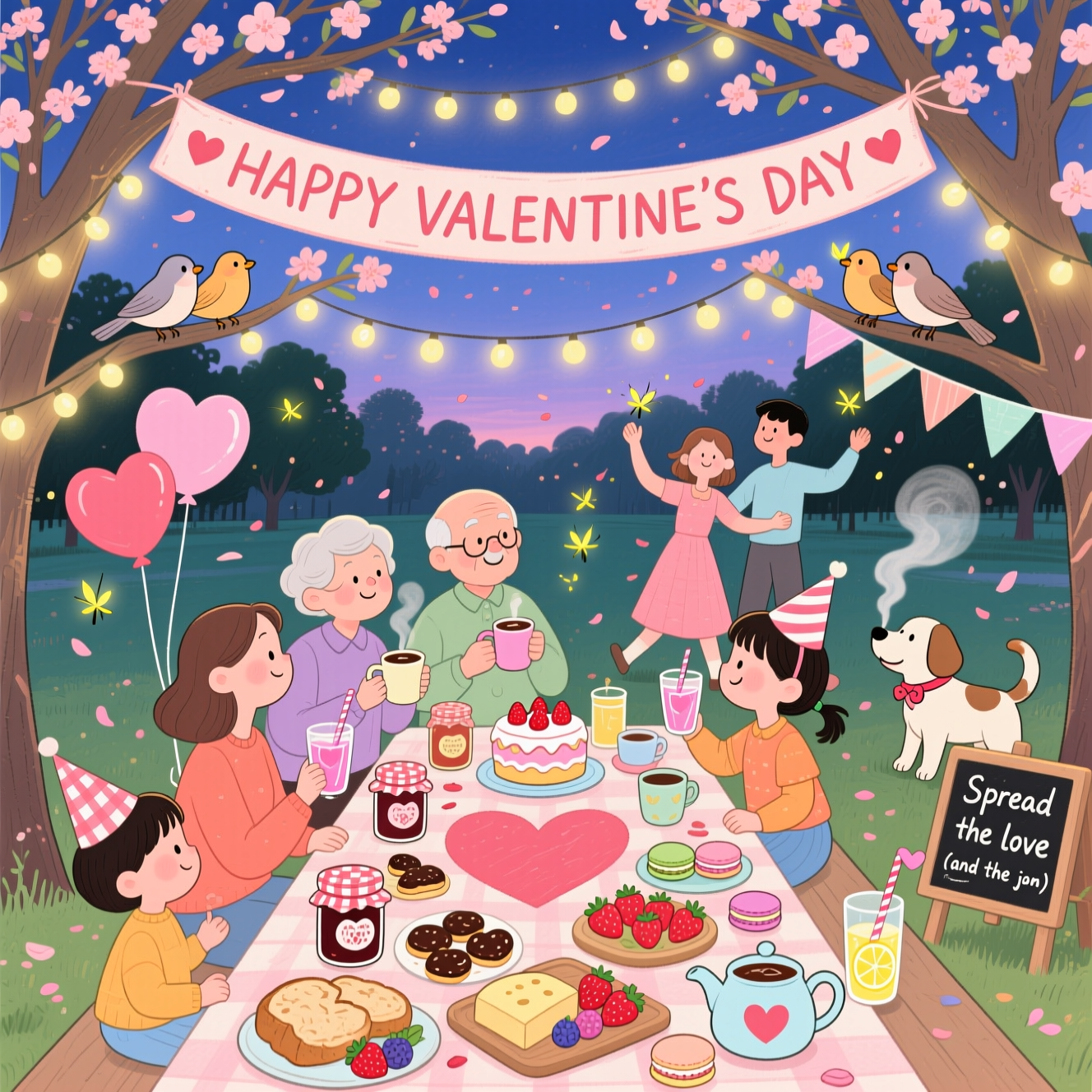Nature, party, people together, food, drinks, Love, Family, and Valentines-day Card