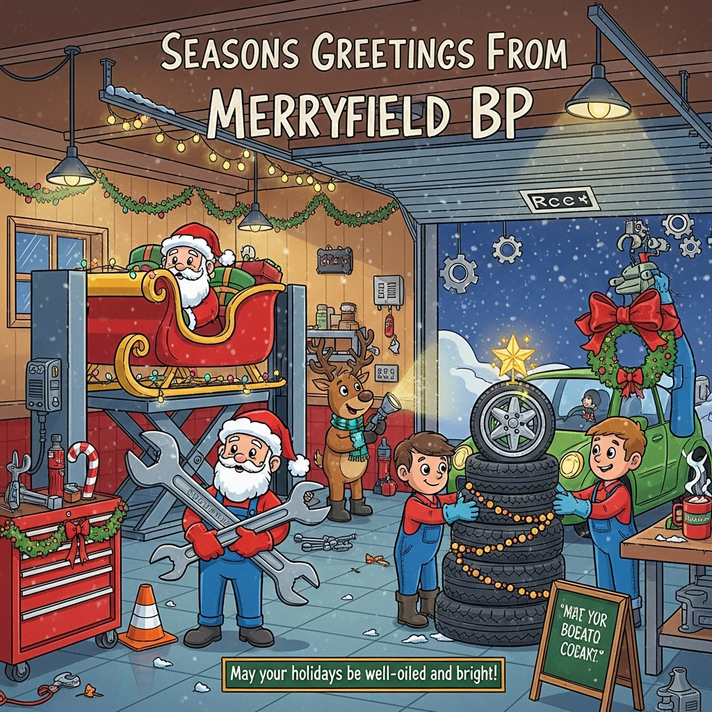 Auto repair shop, and Christmas Card