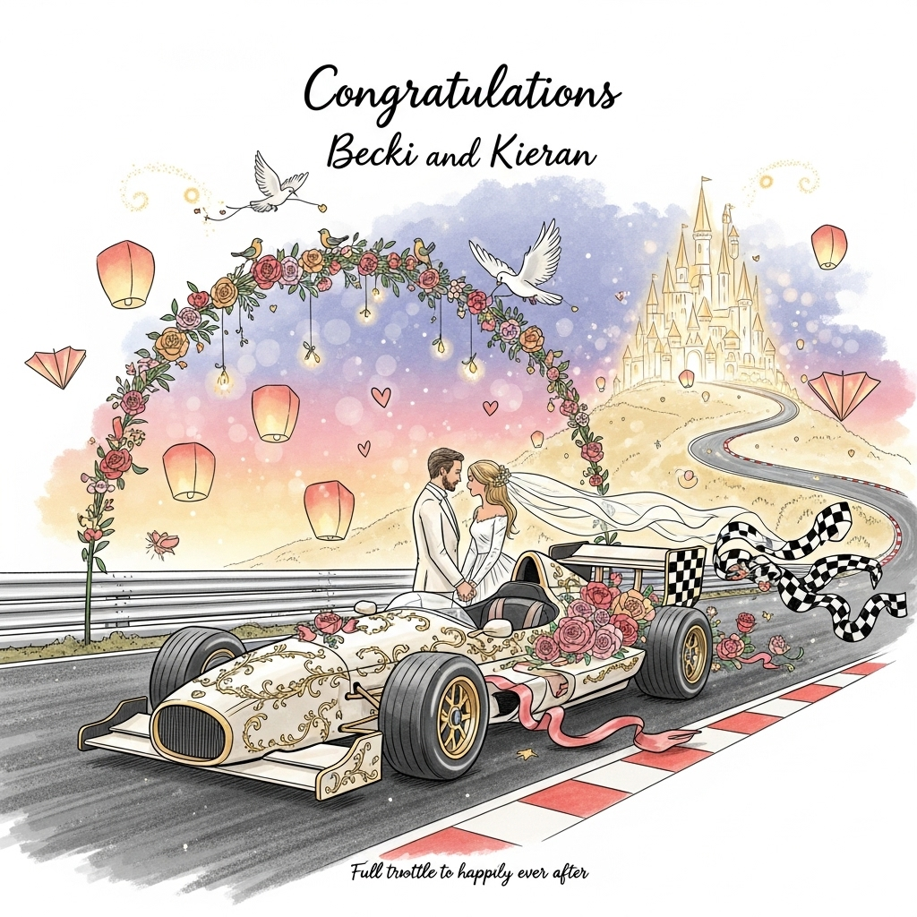 Formula 1 , Disney , and Wedding Card