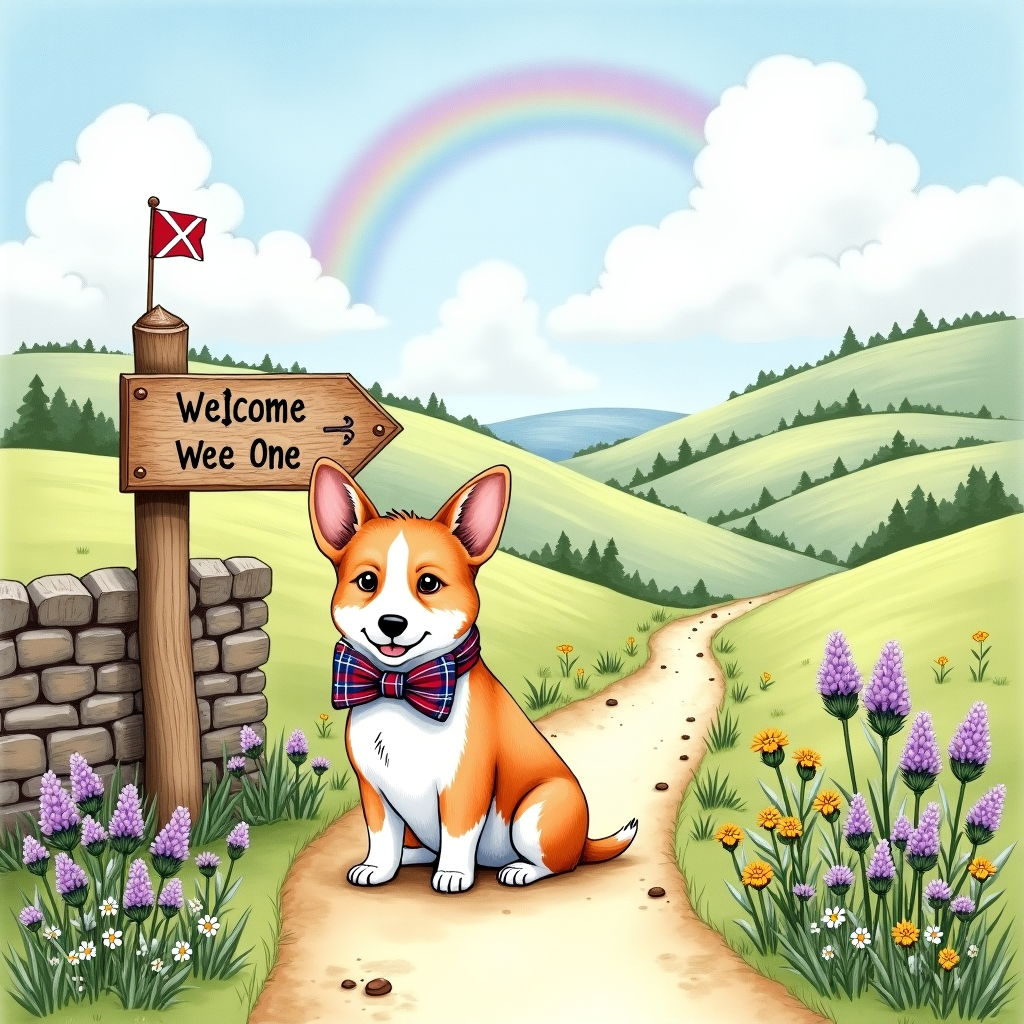 Pembroke corgi, and Scotland New-baby Card