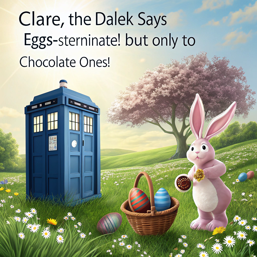 Tardis with Dalek at Easter time Easter Card