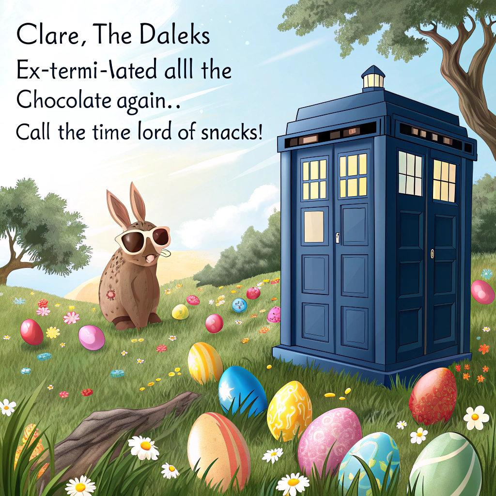 Tardis with Dalek at Easter time Easter Card