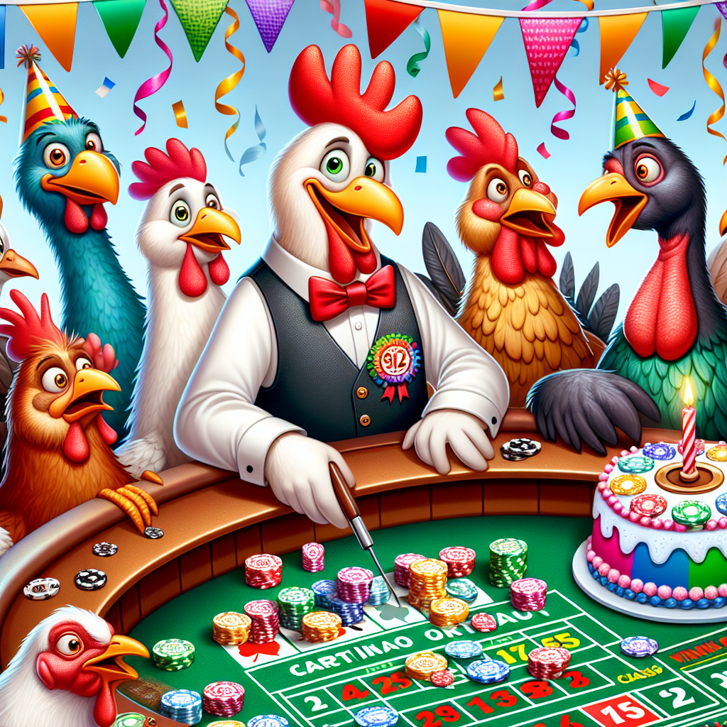 Cockeral, Chicken, Goose, Turkey, and Gambling Birthday Card