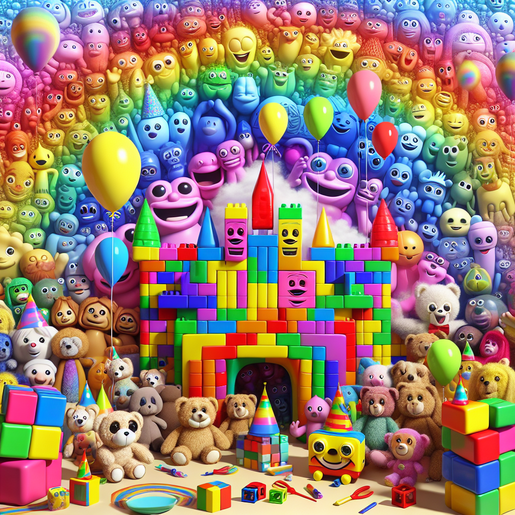 Furby, Lego, Squishmallows, and Rainbows Birthday Card