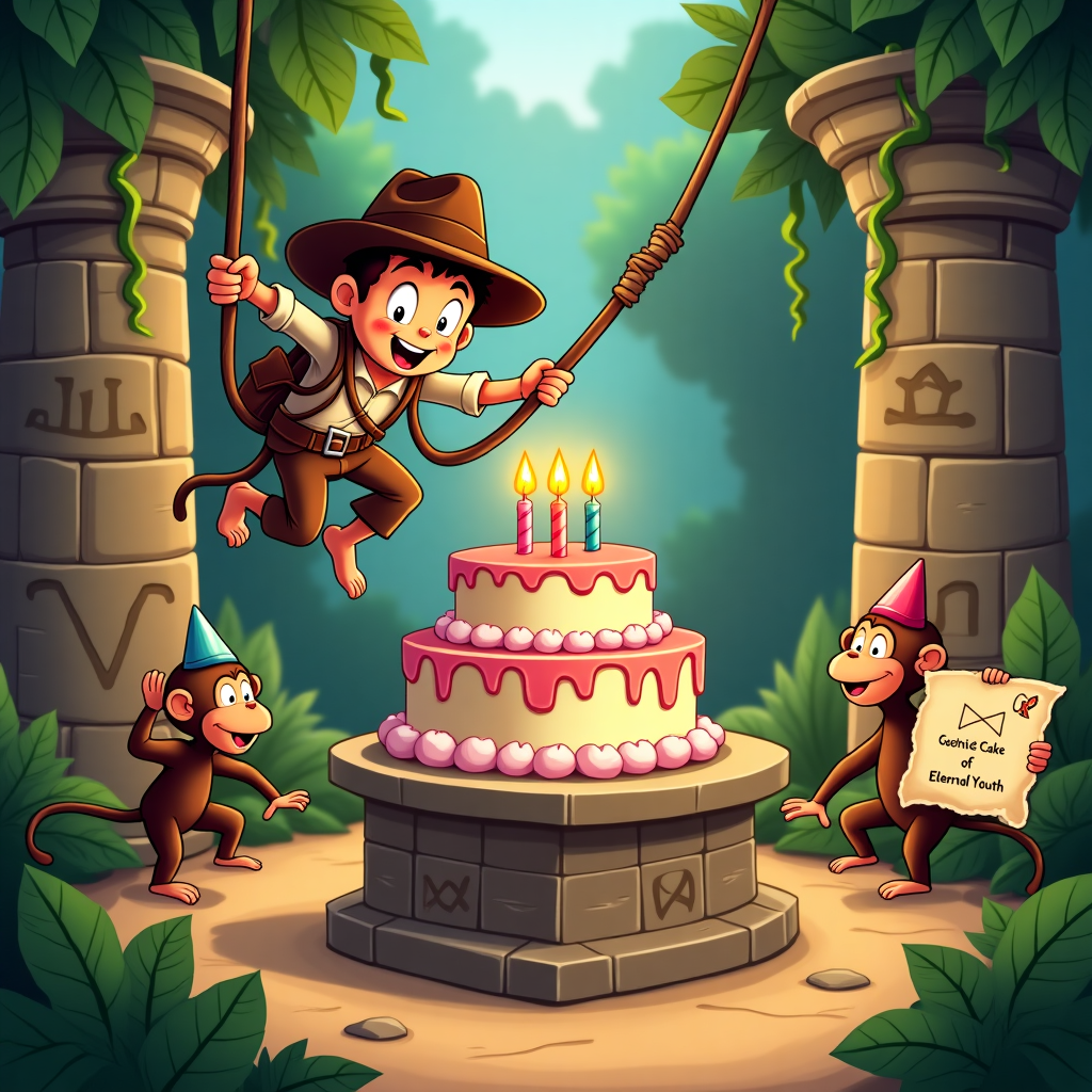 Explorer in indiana jones style Birthday Card
