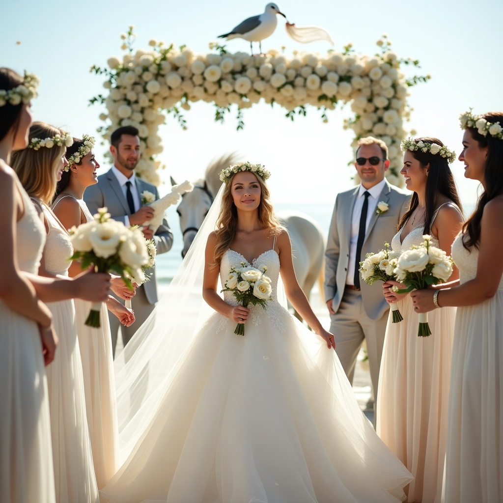 White with flowers Wedding Card