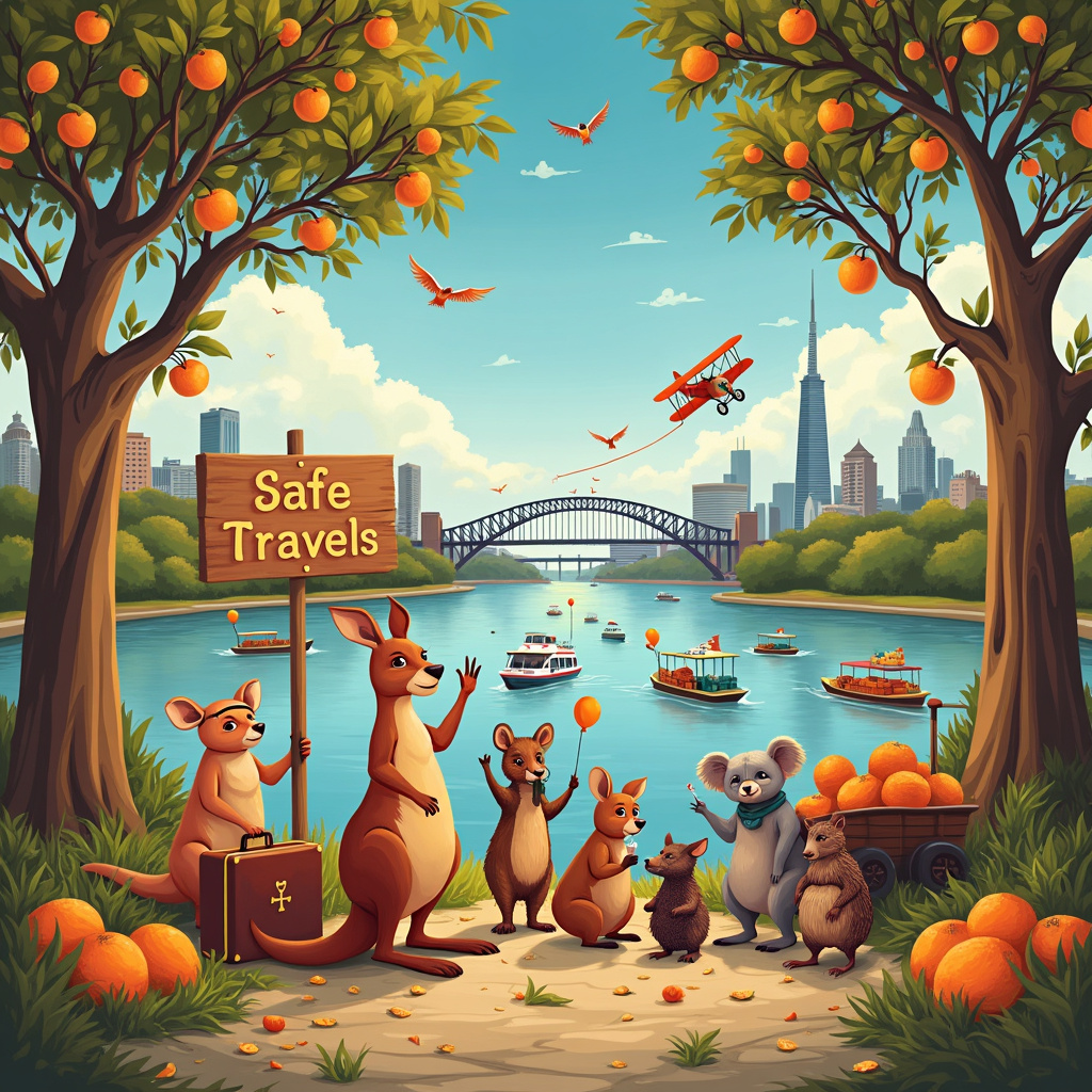 Australia , Orange trees, and Brisbane Farewell Card