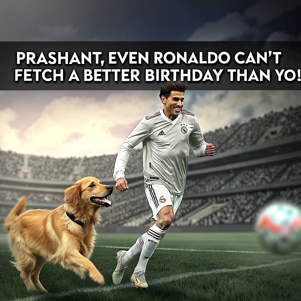 Ronaldo and a dog Birthday Card