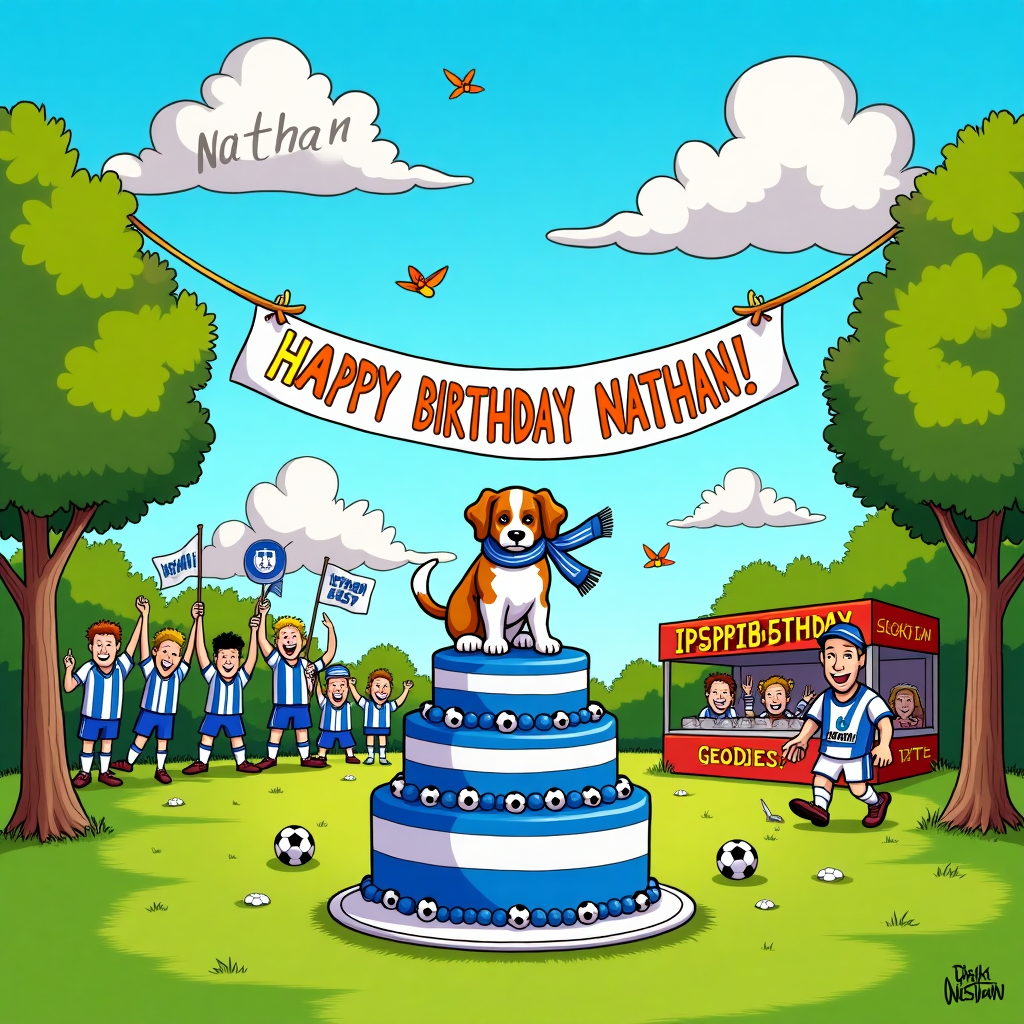 Ipswich Football Club , Birthday Cake , and King Charles spaniel Birthday Card