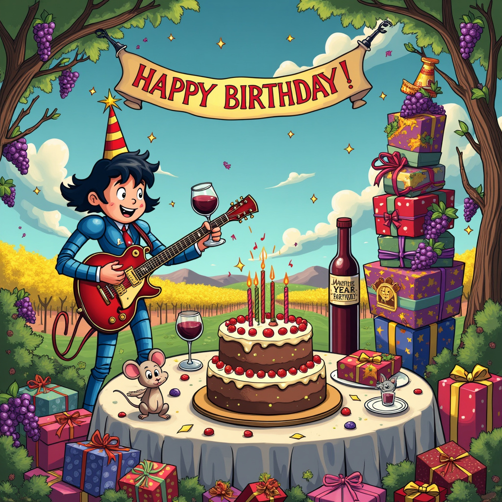 Dave Grohl , Astro bot, and Wine Birthday Card