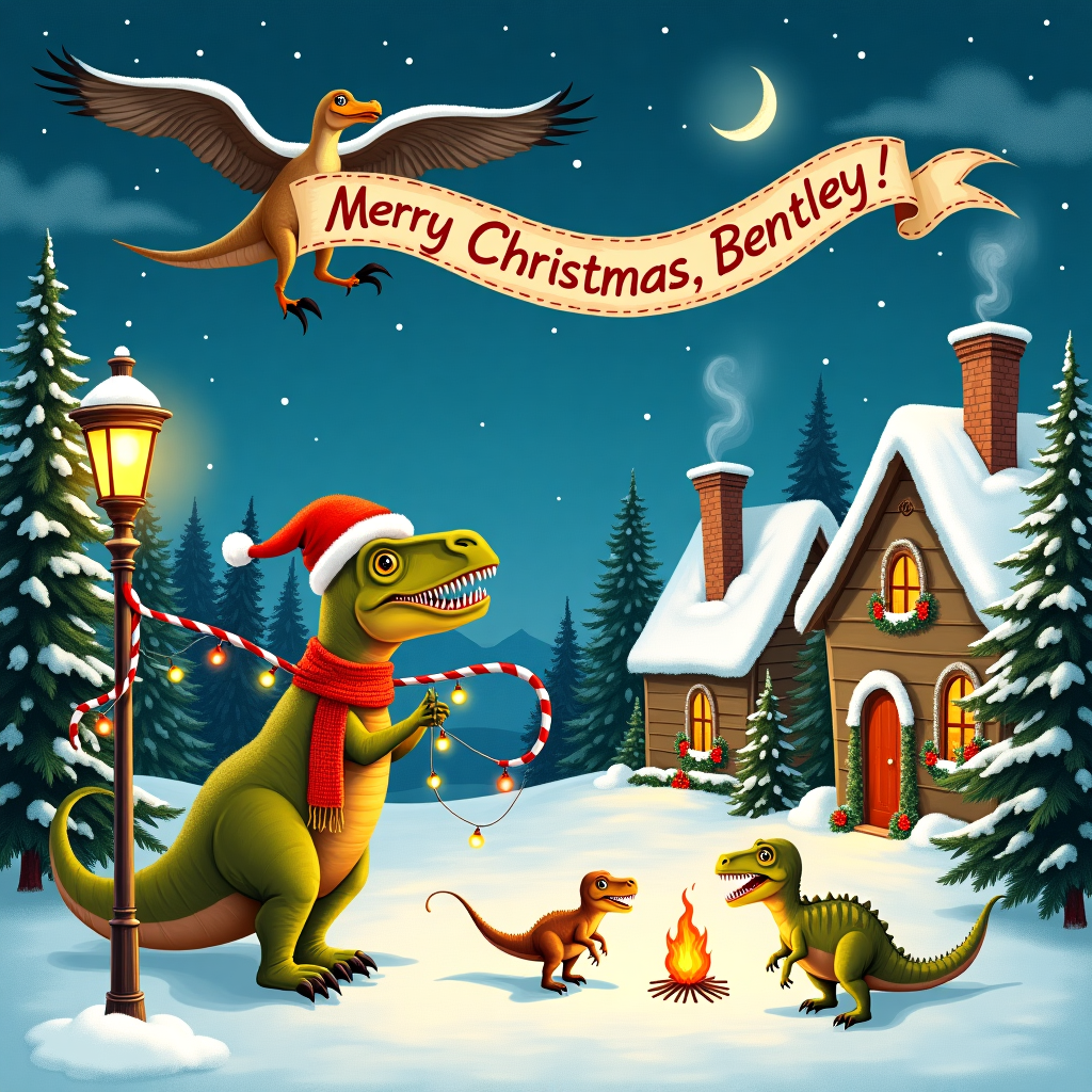 Dinosaur Christmas Card