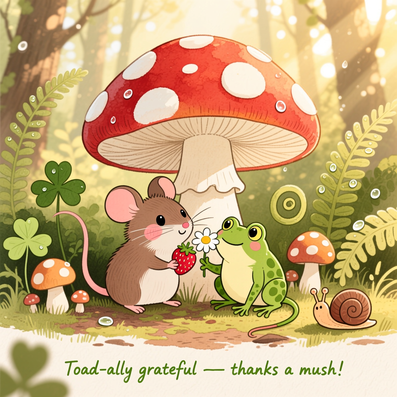 Rat , Frog , Mushroom , , and Thank-you Card
