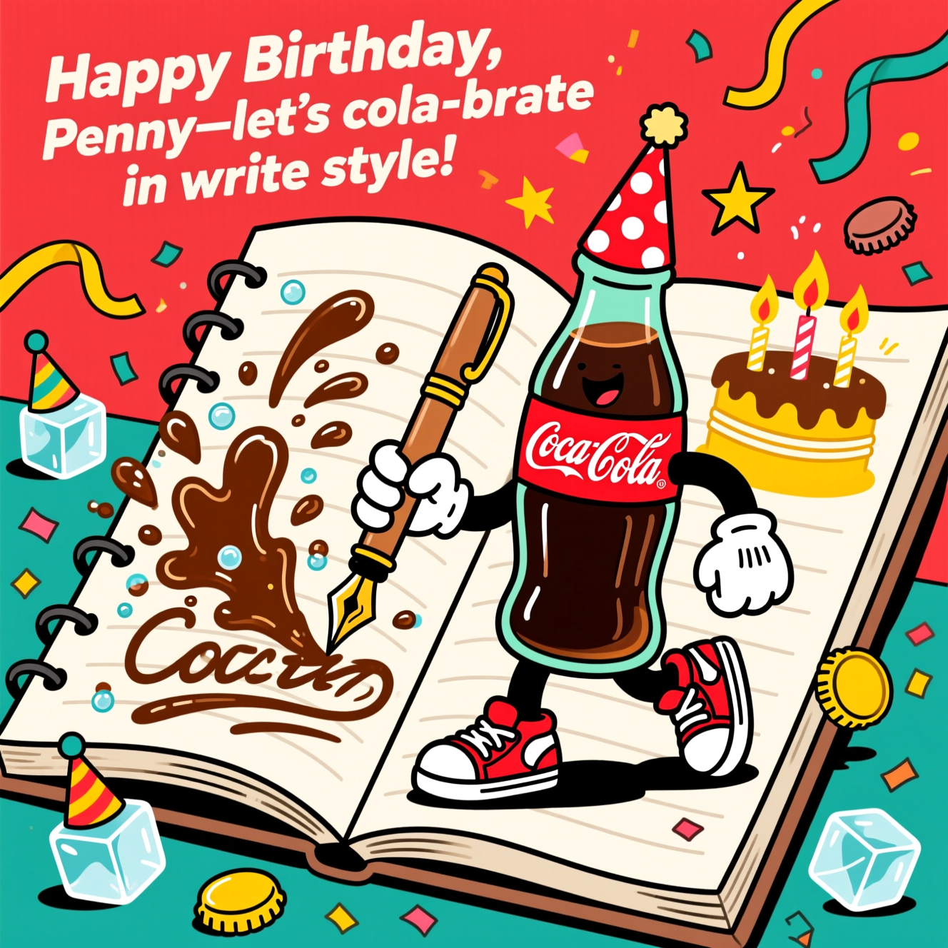 Writing Coke Cola, and Birthday Card