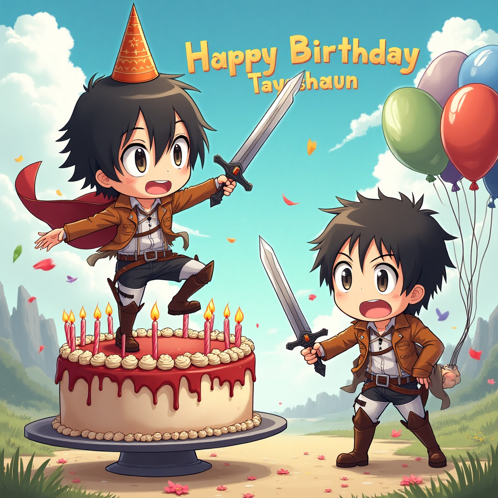 Sword Art Online Anime, Attack on Titan Anime, and Birthday Card