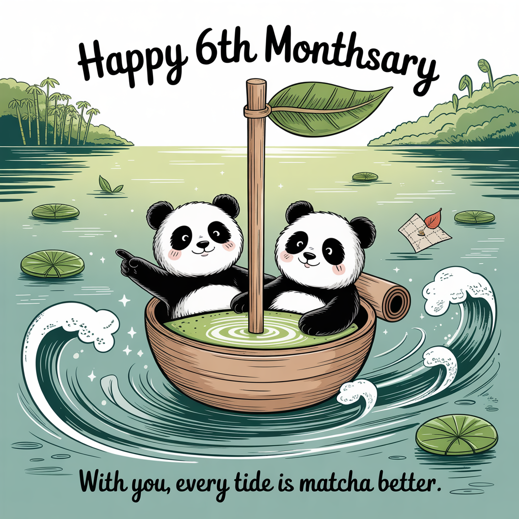 Panda, green, adventure, Sea, nature,, Matcha, and Anniversary Card