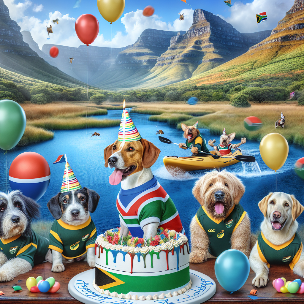 Rugby, south Africa, dogs, kayak, birthday Birthday Card