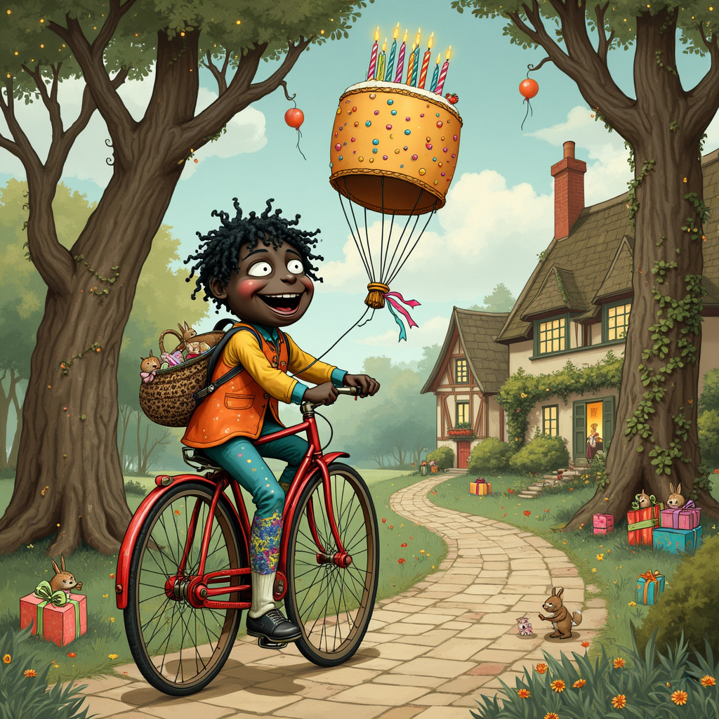 Golliwog, and Cycling Birthday Card